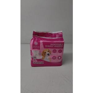 American Kennel Club Female Dog Wrap, Disposable Diapers with Wetness Indicator, Small, 50 Count (SM Waist Size 12 - 20 in)