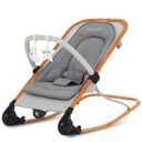 Dream On Me Rock On Me 2-in-1 Baby Rocker and Stationary Seat, Adjustable Recline, Gentle Music & Vibration, 3-Point Safety Harness, Detachable Toy Bar, Folds Compact for Travel Grey