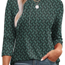 XIEERDUO 3/4 Length Sleeve Womens Tops Round Neck Casual Tunic Tops Basic Pleated Shirts Loose Fit 2025, Large