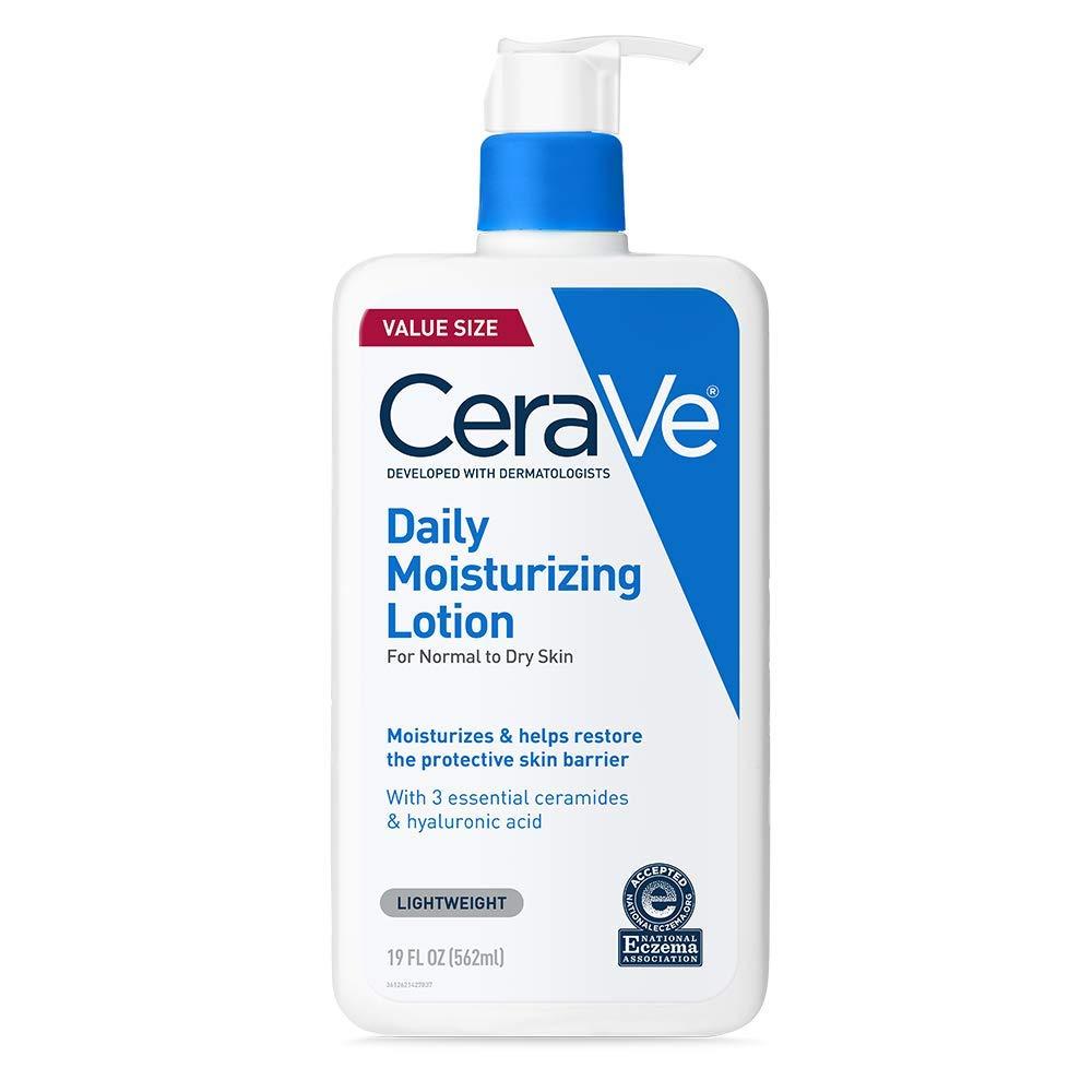 CeraVe Daily Moisturizing Lotion for Dry Skin, Body Lotion & Face Moisturizer with Hyaluronic Acid and Ceramides, Daily Moisturizer, Fragrance Free, Oil-Free, 19 Ounce (19 Fl Oz (Pack of 1)