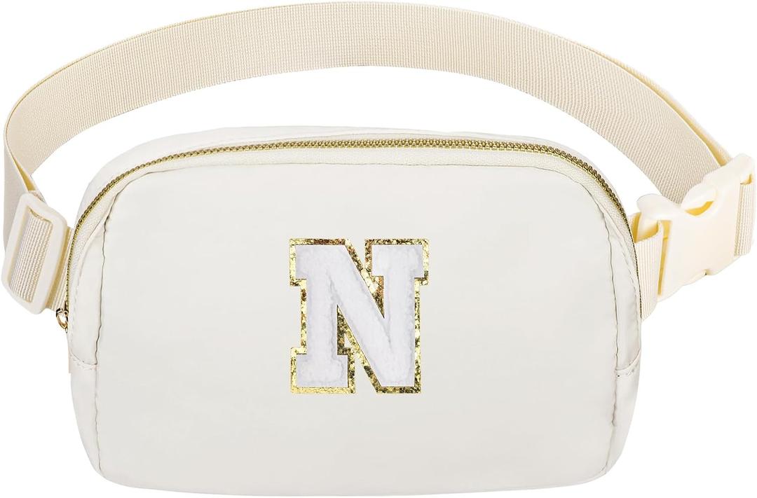 Birthday Gifts Christmas Personalized Gift for 4 5 6 7 8 9 10 11 12 13 14 Year old Girls Teen Sister Kid Initial Letter Fanny Pack Trendy Stuff Crossbody Bag White Letter N