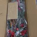 Svndlyn Lighted Artificial Christmas Table Centerpiece with Timer Metal Nativity Scene Silhouette Ornaments Pine Needles Red Berries for Christmas Decor Dining Table Holiday Party Home Mantel