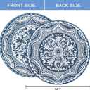 Capslpad 6x6 Floral Outdoor Rug for Patio Clearance Reversible Mats Round Portable Plastic Straw Carpet Waterproof Boho Indoor Outside Area Rugs for RV Camping Picnic Tent Balcony Beach Deck, Blue