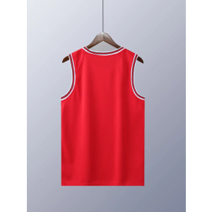 Blank Men's Basketball Jersey Cuff Stripes Team Athletic Scrimmage Uniform Mesh Sport Shirt (Large, Red)