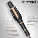 Automatic Curling Iron Beach Waves Curling Wand, Portable Hair Curler3 Temperatures Fast Heating, 2-Way Rotation, Anti-Scald, Anti-Tangle Rotating 30 Million Ionic Ceramic Coating (Black)