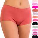 Alyce Ives Womens Seamless Boy Short Panties, Boyshort Boxer Briefs-12 Pack (Large)