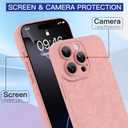 Designed for iPhone 16 Pro Max Case Cute Line Rose Floral Pattern Using Soft TPU Material Comprehensive Camera Protection Design Shockproof Yellow-Proof for Women Men - Pink