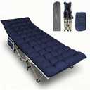 YELLOW JACKET Folding Camping Cot for Adults,600LBS Max Load,28" Wide Sleeping Cot with Removable Thick Mattress Portable Foldable Camping Bed with Carry Bag for Camp,Home,Office,Travel,Blue