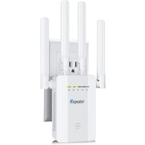 2025 New WiFi Extender Signal Booster, Long Range up to 13355Sq.ft, Wireless Internet Repeater Routers Signal Amplifier for Home, Office, Garage, 8X Faster Access Point with Ethernet Port, 1-Tap Setup (White)