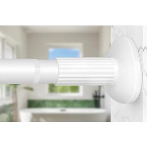 Tension Curtain Rod 51-86 Inch, Curtain Rod No Drilling for Window or Bathroom Closet, Outdoor Curtain Rods for Patio Tension Rod, Easy to Install, Never Rust, Rod Diameter 1.26 Inches - White