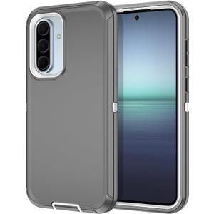 I-HONVA for Samsung Galaxy A36 5G Case Shockproof Dust/Drop Proof 3-Layer Full Body Protection [Without Screen Protector] Rugged Heavy Duty Cover Case for Galaxy A36 5G,Grey/White