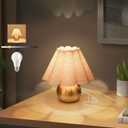 Gold Small Touch Control Table Lamp for Bedroom, Brass Gold Bedside Lamps for Nightstand, Cute Mini Small Table Lamps for Small Spaces with Scalloped Shade for Kitchen Counter, Bookshelf, Living Room