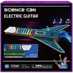 Science Can STEM Science Kit for Kids Age 8-12, DIY Electronics Guitar Building Kit, 3D Wooden Puzzles Musical Instruments, Engineering Kits Birthday Gift for Boys & Girls Ages 8+