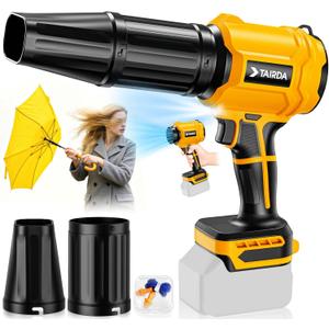Cordless Leaf Blower Compatible for Dewalt 20V Battery(NO Battery), Mini Turbo Jet Blower with 2 Nozzles, Lightweight & One-Hand Use, for Patio Garage Yard Shop Cleaning Car Dryer(Tool Only) (Yellow+Black)