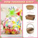 WeDoSoy 10 Pcs Easter Basket Bags, 22x32 Inch Large Cellophane Bags with 10 Pcs Pull Bow - Cello Basket Bag Easter Egg Pattern Wrap Bag, Cellophane Wrapping for Gift Packaging Party Decorations