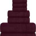 Belizzi Home 8 Piece Towel Set 100% Ring Spun Cotton, 2 Bath Towels 27x54, 2 Hand Towels 16x28 and 4 Washcloths 13x13 - Ultra Soft Highly Absorbent Machine Washable Hotel Spa Quality - Burgundy