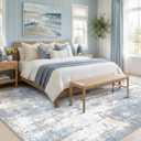 RELEANY Washable Area Rugs 9'x12' Non-Slip Modern Abstract Soft for Living Room Entryway Bedroom Kitchen, Print Pattern, Light Blue