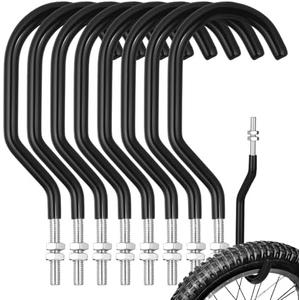 Shimeyao 8 Pcs Machine Thread Bicycle Storage Hook with Nut Heavy Duty Bike Hooks M10 x 1.5 Machine Threading Hook Rubber Coated Bicycle Hanger for Hanging Large Mountain Bike Tire (2.17 Inch,Black)