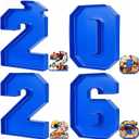 Tellingyou 4 Pcs 13.7" 2026 Charcuterie Numbers Fillable Graduation Disposable Mache Box Chocolate Candy Tray Grad Container Decoration(Blue,2026)