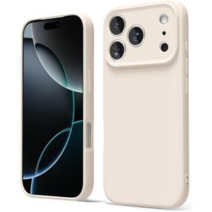 oakxco for iPhone 17 Pro Phone Case Liquid Silicone, Cute Thin Slim Grip Soft Rubber Gel for Women Men, Smooth Matte TPU Plain Solid Color Girly Simple Case with Camera Cover Protection, Beige Stone
