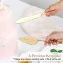 Wedding Cake Knife and Server Set, Personalized Gold Cake Cutting Set for Wedding, Engraved Classic Cake Knives Cutter Set, Pie Server, Birthday Bridal Quinceaera Gift (CUS-Bow)