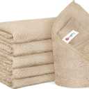 Orighty 6 Pack Brown Hand Towels - Quick Drying & Absorbent Microfiber Gym Towels 16x28 inches - Lightweight & Thin White Yoga Towel - Multi-Purpose Camping Towel for SPA, Hotel & Bathroom