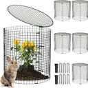 Hiboom 6 Set Garden Plant Protectors from Animals with Stakes, Metal Mesh and Detachable Covers Wire Plant Cage for Keeping Bunny Animals Out, Chicken Wire Cover Garden Protection (15.7x13)