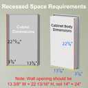Buruis Framed Medicine Cabinet with Mirror, Recessed 13.35" x 22.83" or Wall Mounted 14"x 24" Bathroom Cabinet, Adjustable Tempered Glass Shelves, No Assembly Required, White, 14 x 24 inch Single Door