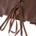 Women's Y2K Leather Halter Corset Tops Backless Shapewear Top Slit Grommet Eyelet Lace Up Party Tank Club Outfits (X-Large, Brown)