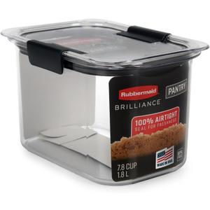 Rubbermaid Brilliance Pantry Airtight Food Storage Container, BPA-Free 7.8 Cup, Ideal for Brown Sugar - Efficient, Leak-Proof and Dishwasher-safe