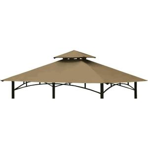 Grill Gazebo Replacement Canopy Top Cover 58 Double Tiered BBQ Roof ONLY FIT for Gazebo Model L-GG001PST-F (Khaki)