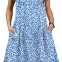 Zeagoo Womens Summer A-Line Dress with Pockets Mini Short Sleeve Dresses Flowy Beach Swing Dress 2026 Vacation Travel, M