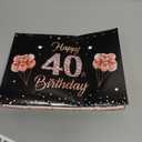 Uiorgui 40th Birthday Cards for Women, Pop Up Cake Blow Out Candle Fireworks Light and Music Black Rose Gold Happy 40th Birthday Card Gift for Women, Sister, Wife, Mom, Friends