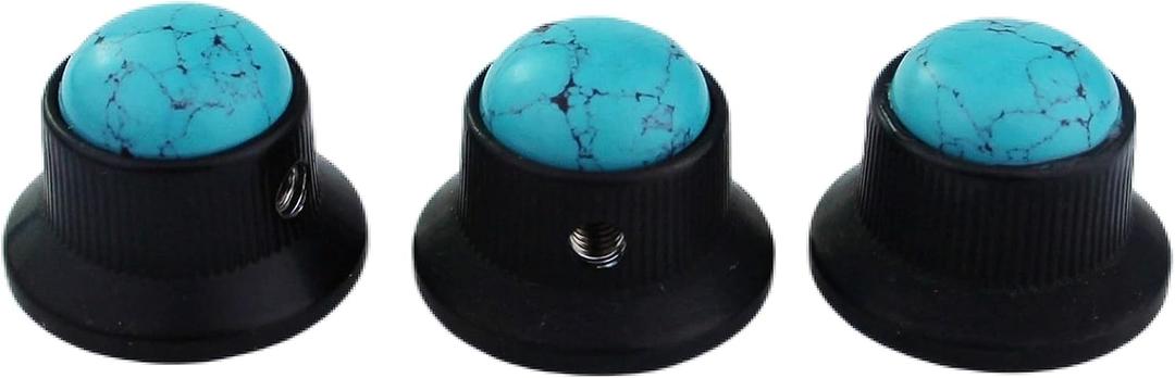 Guyker Top Hat Guitar Bass Potentiometer Control Knobs with 6mm Dia. Shaft Pots - 3PCS Zinc alloy Bell Speed Tone Volume Knob Replacement Part, (Blue Turquoise Top, black)