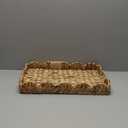 StorageWorks Large Wicker Scalloped Edge Serving Tray, Rectangle Tray with Built-in Handles, Hand-Woven Scalloped Rattan Tray, Wicker Trays for Dcor, Natural Water Hyacinth (19.8" x 11.8" x 2.8")