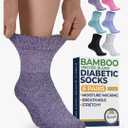 Pembrook Bamboo Viscose Diabetic Socks for Women & Men - 6 Pairs Ankle Socks for Swollen Feet | Neuropathy Socks, M