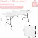 Fivenl 5 Feet Portable Folding Table White, Steel Legs Fold-in-Half with Carrying Handle Rectangular Plastic Foldable Table for Party, Wedding, Camping, Picnic, Dining, Indoor Outdoor Events