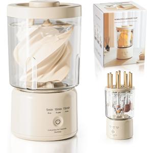 Portable Mini Washing Machine, Underwear Washing Machine Small Clothes Washer Makeup Brush Cleaner (Cream)