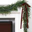 12ft Artificial Norfolk Pine Garlands Real Touch Winter Xmas Garland with Gold Brass Bells Christmas Decorations Indoor Outdoor Cedar Needles Greenery Seasonal(Norfolk Pine)