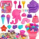 TOY Life 23 Pcs Unicorn Beach Toys for Kids Ages 4-8 Collapsible Sand Toys with Silicone Bucket Shovels & Sand Castle Building Kit Molds, Sandbox Toy for Travel, Beach Party, Fishing, Summer Toys