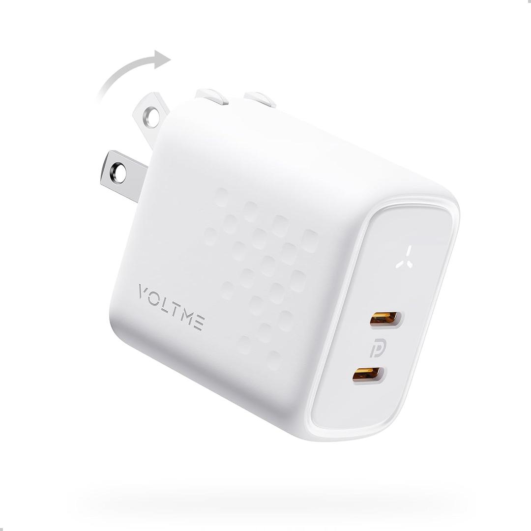 VOLTME USB C Charger 45W, GaN PPS Dual USB C Fast Charger Super Fast Charging 2.0, Foldable Charger Compatible with iPhone 17/16/15/14Series, Galaxy S24/S23/S22 Series, MacBook Air