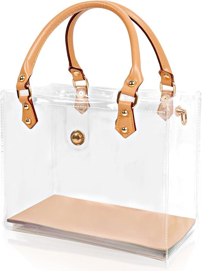 Plastic Bag, Leather Handles, Buttons and Rivets, Unknown