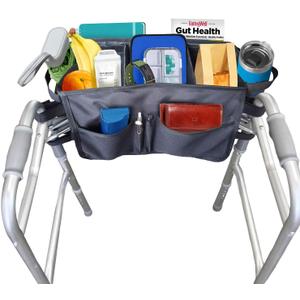 Aliseniors Upgraded Walker Basket Walker Accessories for Folding Walker with Water Cup Holder - Multi Pockets Basket for Walker for Seniors - Big Capacity & Never Tipping Over Walker Bag