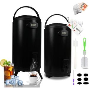 Insulated Beverage Dispenser 3.2 Gallon - Thermal Haot Beverage Dispenser for Parties, Hot Drink Dispenser with Spigot for Hot Water Coffee Tea Milk Cocoa, Black, 2 PACK, Non-Electric, NEW