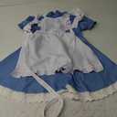 Irtysh Girl Blue Dress White Apron Halloween Cosplay Costume With Bow Hair Band Stockings Set (9-10 Years)