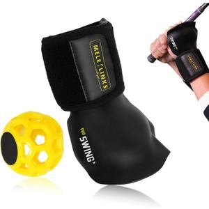 Golf Swing Trainer, Golf Training Aid with Training Aid Ball, Improve Your Golf Swing Technique The Golf Wrist Training Aid, Golf Grip Trainer for Beginners and Pros Golfer (Yellow)