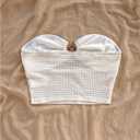 SweatyRocks Women's Cut Out Sexy Crop Tube Top Textured Bandeau Sleeveless Strapless Top (White, L)