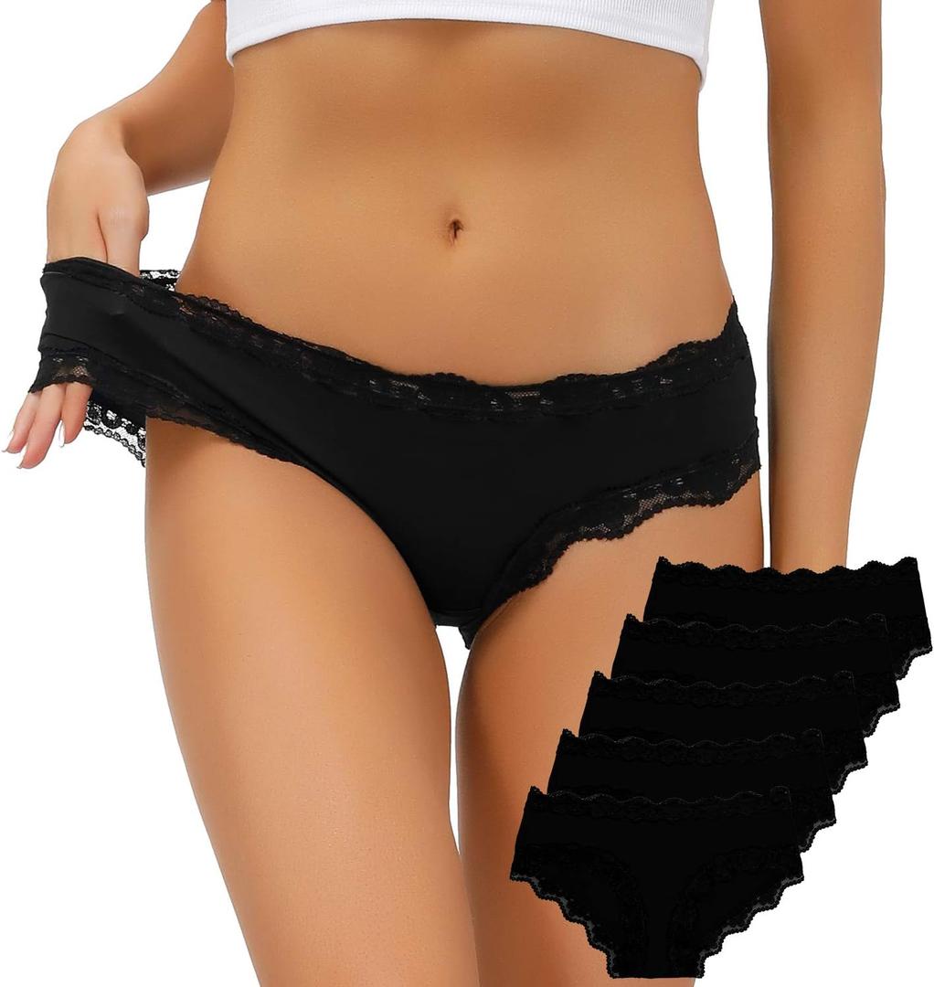 ADOVAKKER Women's Underwear Low Rise Lady Micro Smooth Breathable Briefs Hipster Panties Multipack Printing (Large)