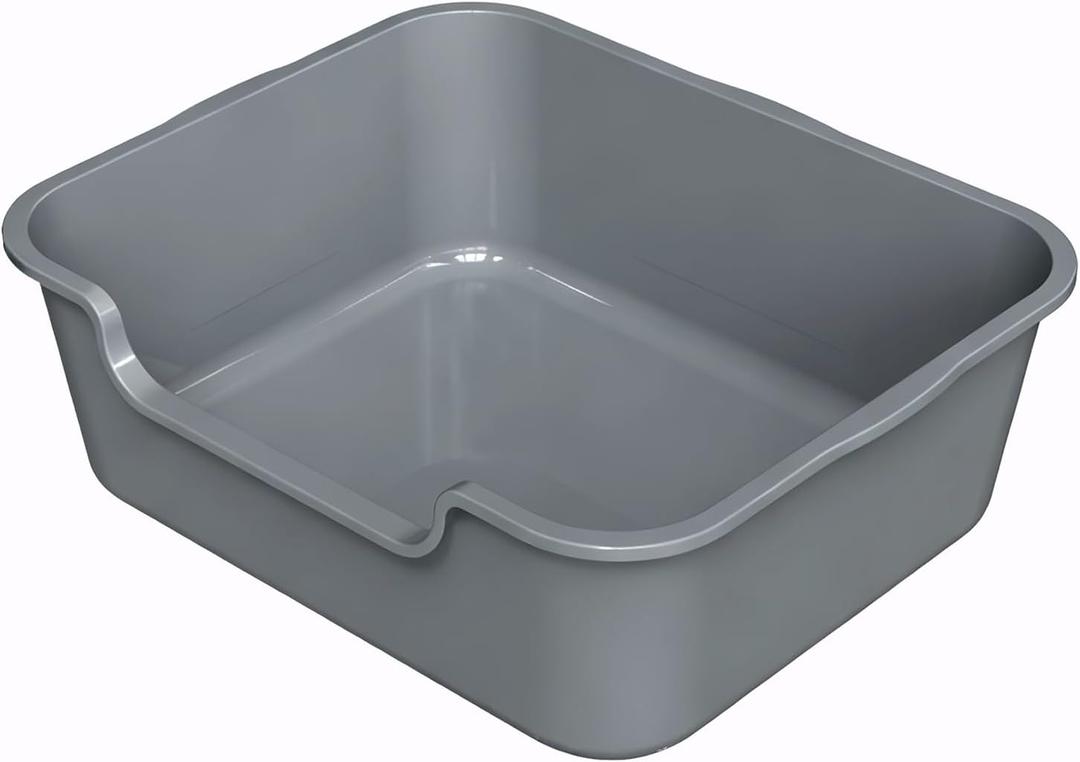 Extra Large Cat Litter Box (ABS Material), Low Entry High Sides Senior Litter Pen for Geriatric Kitty Big Cats, Jumbo Litter Boxes Tray for Multi Cat Indoor Pets Potty (Gray, 24" L x 20" W x13)