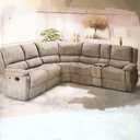 True Comfort Nealy Sofa Sectional High Performance Fiber Filled Back Cushions, Storage Console With Socket and Dual USB Charging, and Two Cup Holders, Comfort Coils Support System for Superior Seating, Manual Recliner Function. Dimensions: 54.5"L x 3